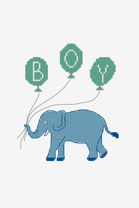 Baby Boy Elephant Balloon Cross Stitch PDF Pattern Instant Download Nursery Embroidery DIY Craft File New Mom Gift