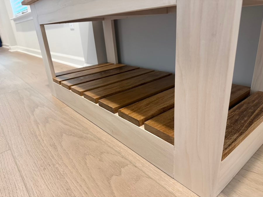 Handcrafted Two-Tone Farmhouse Entryway Bench with Shoe Storage