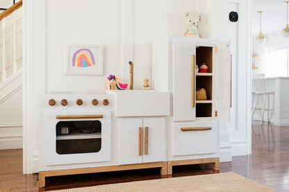 Handcrafted Modern Wooden Play Kitchen – Heirloom-Quality Kids' Kitchenette