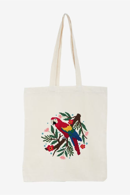 Vibrant Red Macaw Cross Stitch Pattern Digital Download Tropical Bird Embroidery Hoop Art Instant DIY Craft Modern Jungle Decor