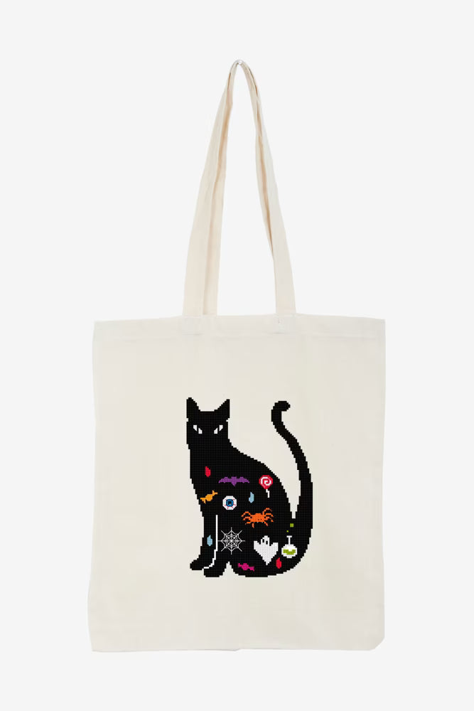 Halloween Cat Silhouette PDF Pattern Instant Download Ghost Spider Motif Hoop Art Modern Spooky Embroidery DIY Craft File