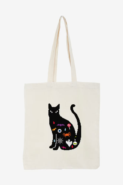 Halloween Cat Silhouette PDF Pattern Instant Download Ghost Spider Motif Hoop Art Modern Spooky Embroidery DIY Craft File