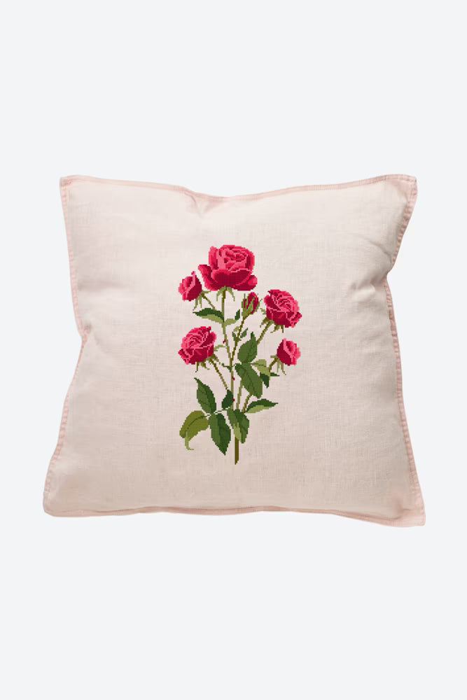 Red Rose Cross Stitch Pattern Digital Download Floral Tote Bag Embroidery Design Instant DIY Botanical Needlepoint Craft File