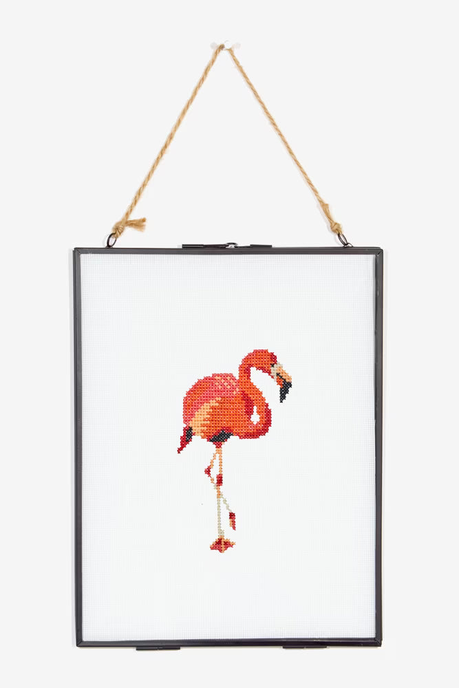 odern Tropical Bird Cross Stitch Digital File Pink Flamingo DIY Needlepoint Pattern Instant Download Summer Art Craft