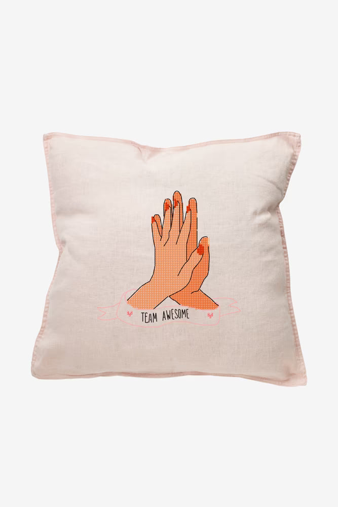 High Five Cross Stitch PDF Pattern Instant Download "Team Awesome" Quote Pillow Embroidery Modern DIY Craft File Motivation