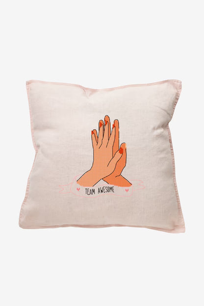 High Five Cross Stitch PDF Pattern Instant Download "Team Awesome" Quote Pillow Embroidery Modern DIY Craft File Motivation