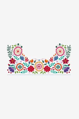 Colorful Folk Art Floral Neckline Cross Stitch Pattern Digital Download Vibrant Embroidery Instant DIY Craft Clothing Motif File