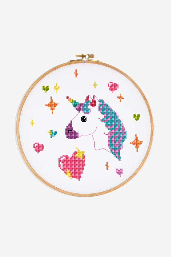 Rainbow Unicorn Cross Stitch PDF Pattern Instant Download Magical Kids Room Hoop Art Modern Cute Embroidery DIY Craft File