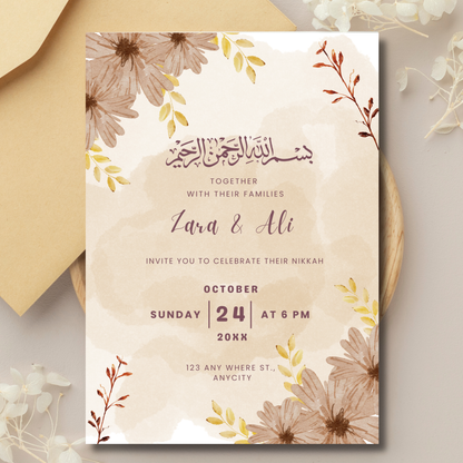 Elegant Floral Nikkah Invitation