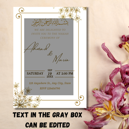 Golden Bloom Nikkah Invitation