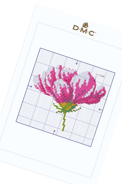 Pink Peony Flower Cross Stitch Pattern Digital Download Botanical Embroidery Hoop Art Instant DIY Craft Modern Floral Decor File