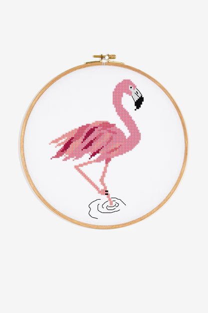 Pink Flamingo Cross Stitch Pattern Digital Download Tropical Bird Embroidery Instant DIY Craft Summer Decor File