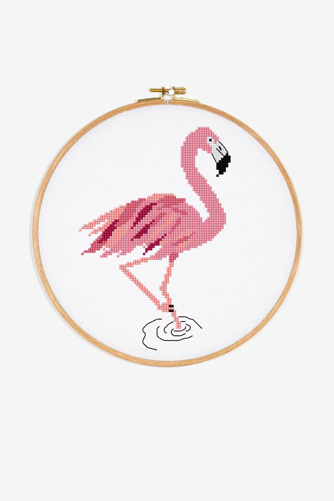 Pink Flamingo Cross Stitch Pattern Digital Download Tropical Bird Embroidery Instant DIY Craft Summer Decor File