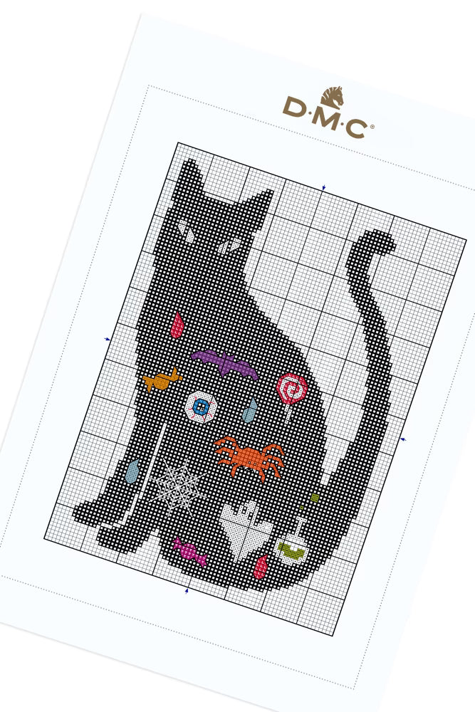 Halloween Cat Silhouette PDF Pattern Instant Download Ghost Spider Motif Hoop Art Modern Spooky Embroidery DIY Craft File