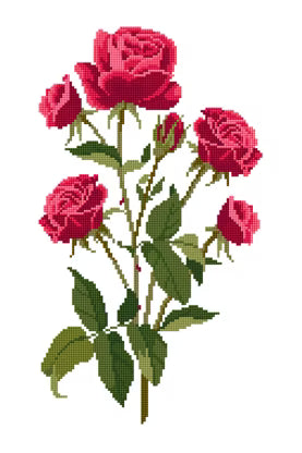 Red Rose Cross Stitch Pattern Digital Download Floral Tote Bag Embroidery Design Instant DIY Botanical Needlepoint Craft File