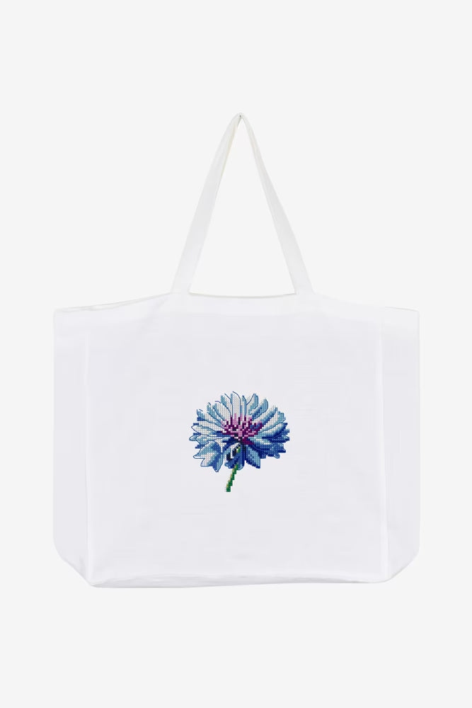 Modern Botanical Cross Stitch Digital File Blue Blossom DIY Needlepoint Instant Download Floral Hoop Art Craft Pattern for Beginners