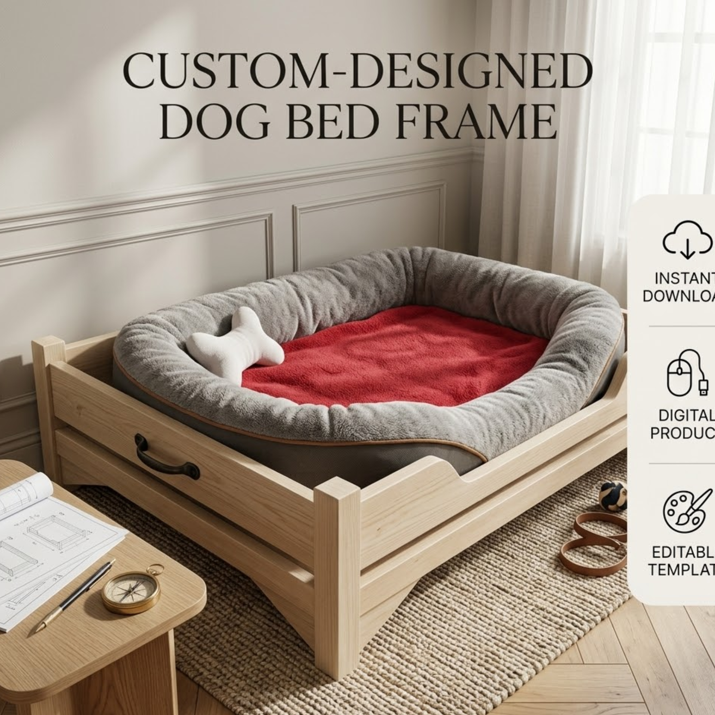 DIY Custom Wooden Dog Bed Frame Plans – Instant Digital Download