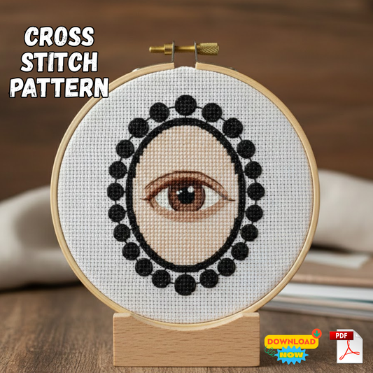 Lover's Eye Cameo – Victorian Gothic Cross Stitch Pattern – Digital PDF Download