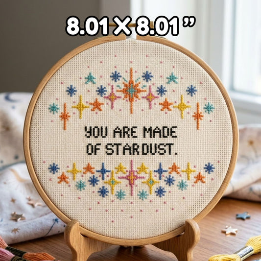 "You Are Made of Stardust" Celestial Cross Stitch Pattern | Modern Star & Galaxy Embroidery PDF | Whimsical Quote Wall Art Chart