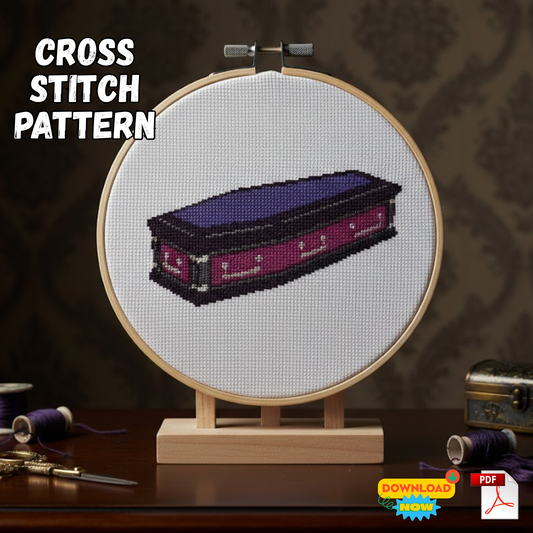 Gothic Ornate Coffin Cross Stitch Pattern - Digital Download PDF