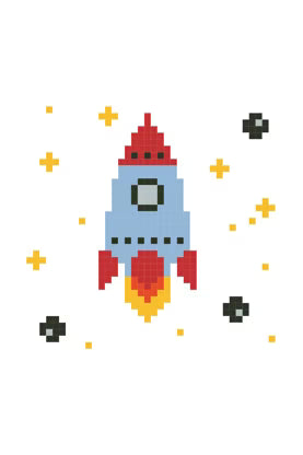 Cute Pixel Art Rocket Cross Stitch Digital File Space DIY Needlepoint Pattern Instant Download Astronomy Nursery Craft