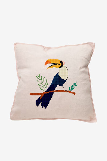 Tropical Toucan Cross Stitch PDF Pattern Instant Download Jungle Bird Pillow Embroidery Modern DIY Craft File