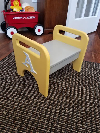 Handcrafted Wooden Kids' Step Stool – Sturdy & Colorful Toddler Bench