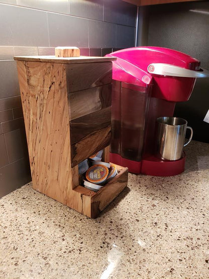Handcrafted Spalted Wood Coffee Bean or Pet Food Dispenser – Rustic Kitchen Storage
