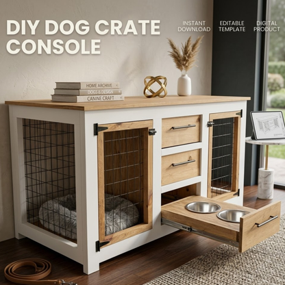 DIY Dog Crate Console & Pull-Out Feeding Station Plans – Instant Digital Download