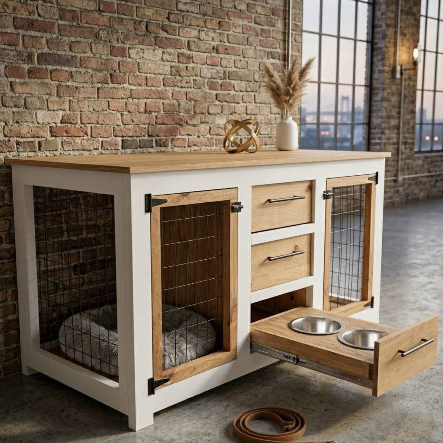 DIY Dog Crate Console & Pull-Out Feeding Station Plans – Instant Digital Download