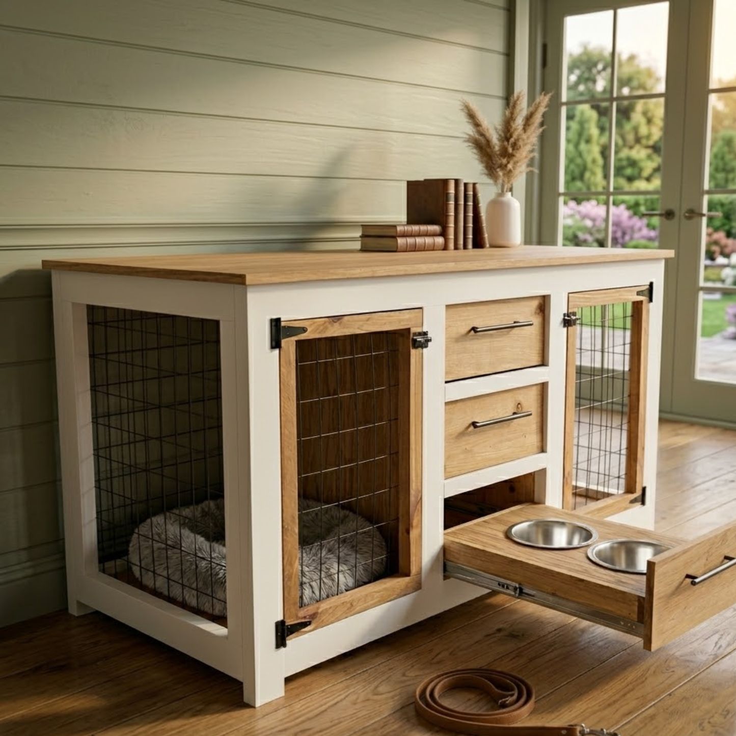 DIY Dog Crate Console & Pull-Out Feeding Station Plans – Instant Digital Download