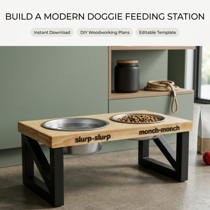 DIY Modern Elevated Doggie Feeding Station Plans – Instant Digital Download