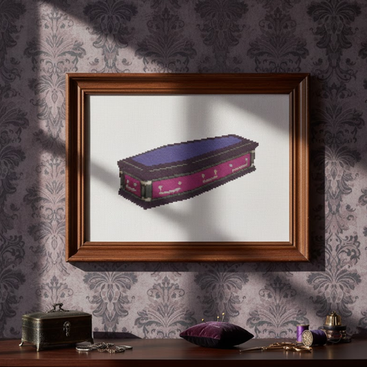 Gothic Ornate Coffin Cross Stitch Pattern - Digital Download PDF