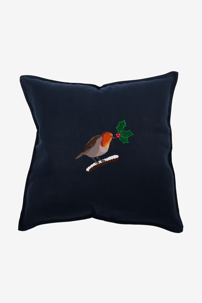 Winter Robin Cross Stitch PDF Pattern Instant Download Christmas Bird Pillow Embroidery Modern Holiday DIY Craft File