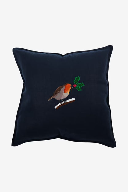 Winter Robin Cross Stitch PDF Pattern Instant Download Christmas Bird Pillow Embroidery Modern Holiday DIY Craft File