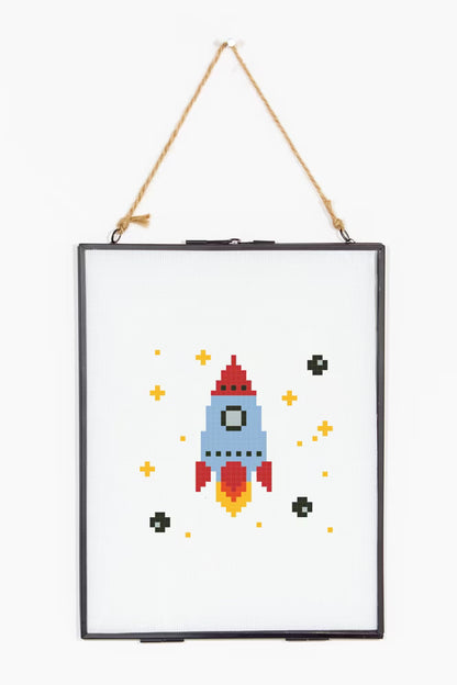 Cute Pixel Art Rocket Cross Stitch Digital File Space DIY Needlepoint Pattern Instant Download Astronomy Nursery Craft
