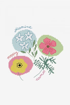 Wildflower Botanical Cross Stitch Pattern Digital Download Jasmine Poppy Cosmos Embroidery Instant DIY Craft Flower Sampler File