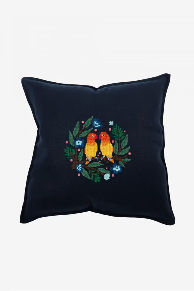 Tropical Lovebirds Cross Stitch Pattern Digital Download Botanical Bird Embroidery Instant DIY Craft Romantic Floral Hoop Art File