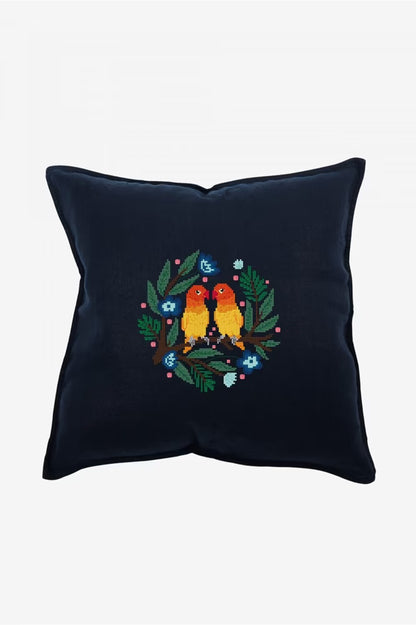 Tropical Lovebirds Cross Stitch Pattern Digital Download Botanical Bird Embroidery Instant DIY Craft Romantic Floral Hoop Art File