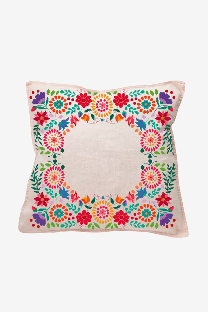 Colorful Folk Art Floral Neckline Cross Stitch Pattern Digital Download Vibrant Embroidery Instant DIY Craft Clothing Motif File