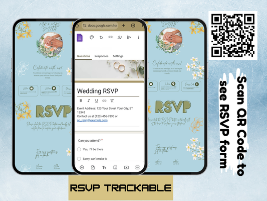 Blue Blossom Wedding RSVP Invitation