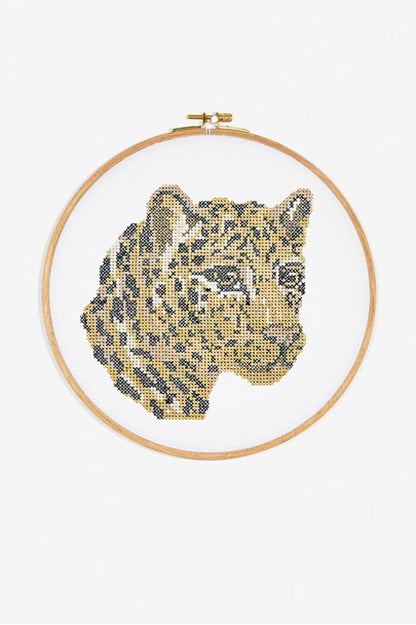 Leopard Head Cross Stitch Pattern Digital Download Wild Animal Embroidery Hoop Art Instant DIY Craft Modern Safari Decor