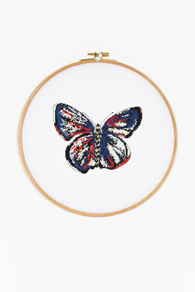 Butterfly Cross Stitch PDF Pattern Instant Download Insect Embroidery Modern Linen Pillow DIY Craft File