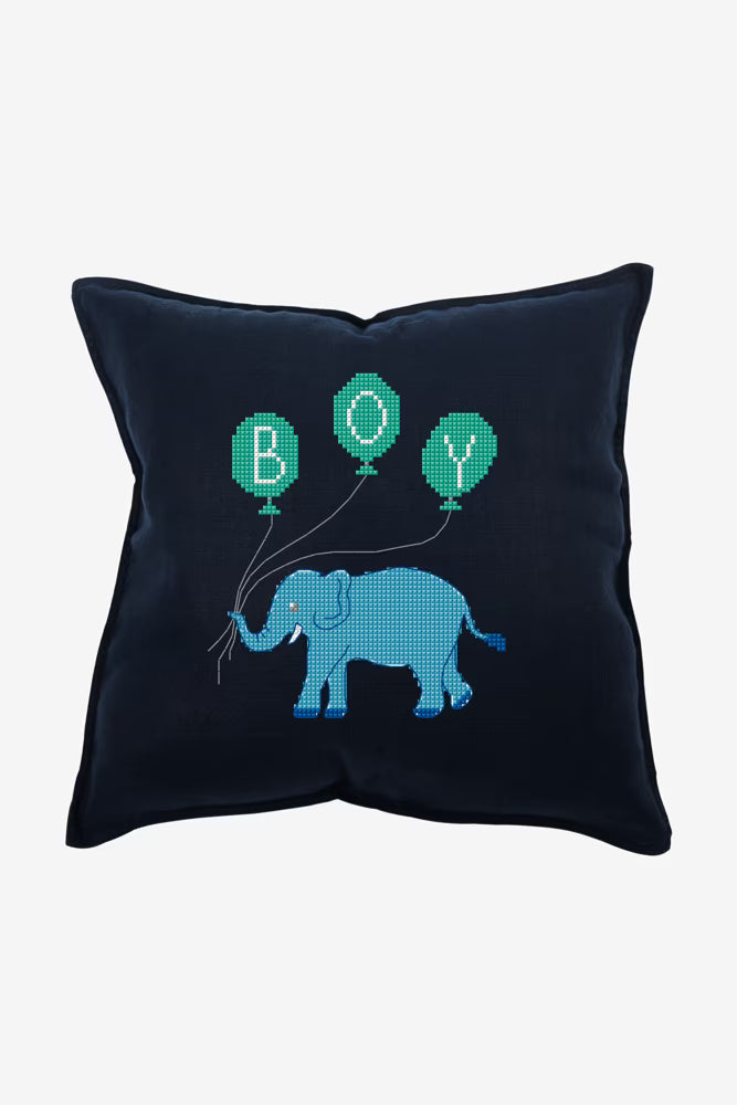 Baby Boy Elephant Balloon Cross Stitch PDF Pattern Instant Download Nursery Embroidery DIY Craft File New Mom Gift