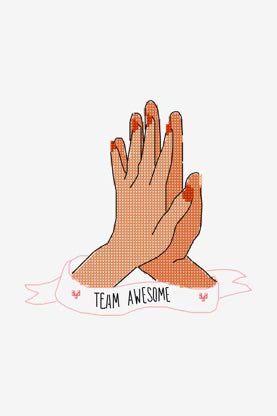 High Five Cross Stitch PDF Pattern Instant Download "Team Awesome" Quote Pillow Embroidery Modern DIY Craft File Motivation