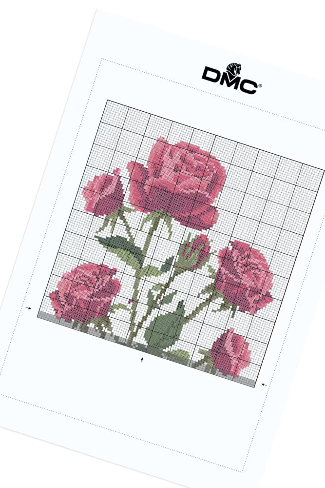 Red Rose Cross Stitch Pattern Digital Download Floral Tote Bag Embroidery Design Instant DIY Botanical Needlepoint Craft File