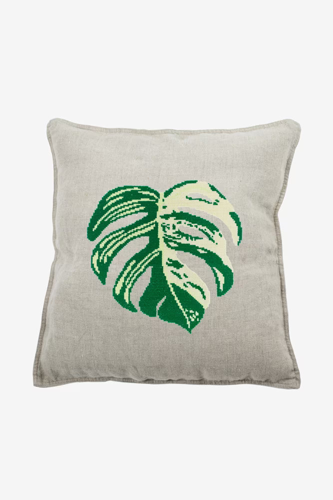 Variegated Monstera Leaf Cross Stitch Pattern Digital Download Plant Embroidery Instant DIY Craft Boho Botanical Decor File