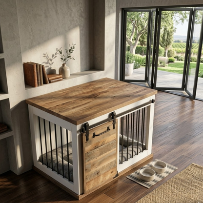 DIY Farmhouse Dog Crate with Sliding Barn Door Plans – Instant Digital Download