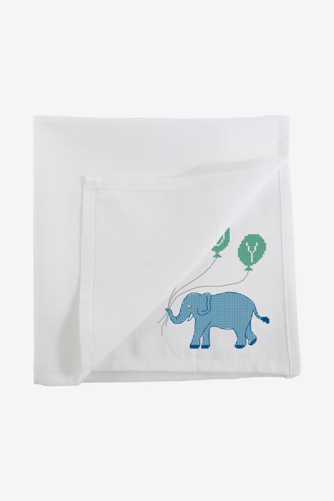 Baby Boy Elephant Balloon Cross Stitch PDF Pattern Instant Download Nursery Embroidery DIY Craft File New Mom Gift