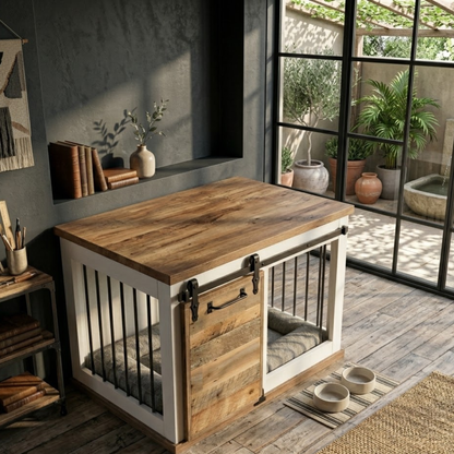 DIY Farmhouse Dog Crate with Sliding Barn Door Plans – Instant Digital Download